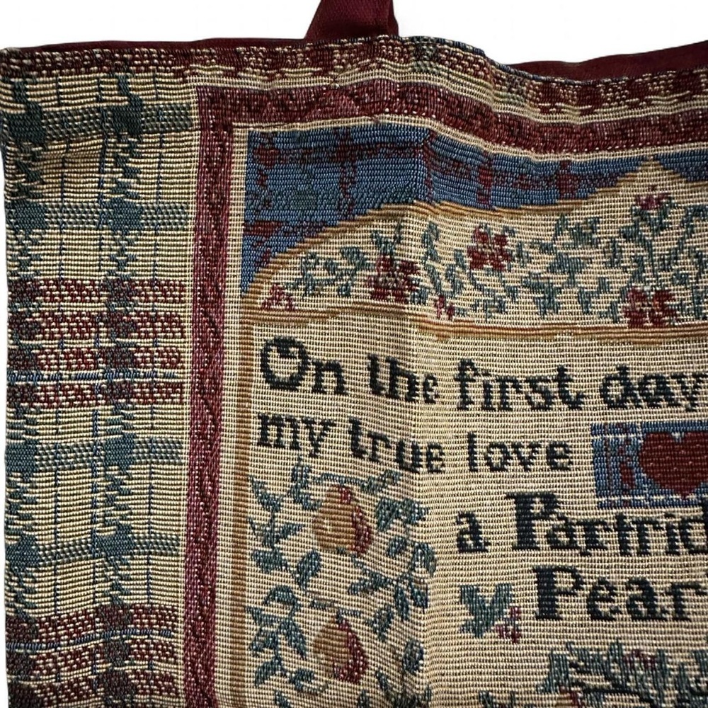 Christmas Stitched Tapestry Tote Bag - Picture 3 of 5
